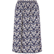 Rok met print - zand/kobaltblauw