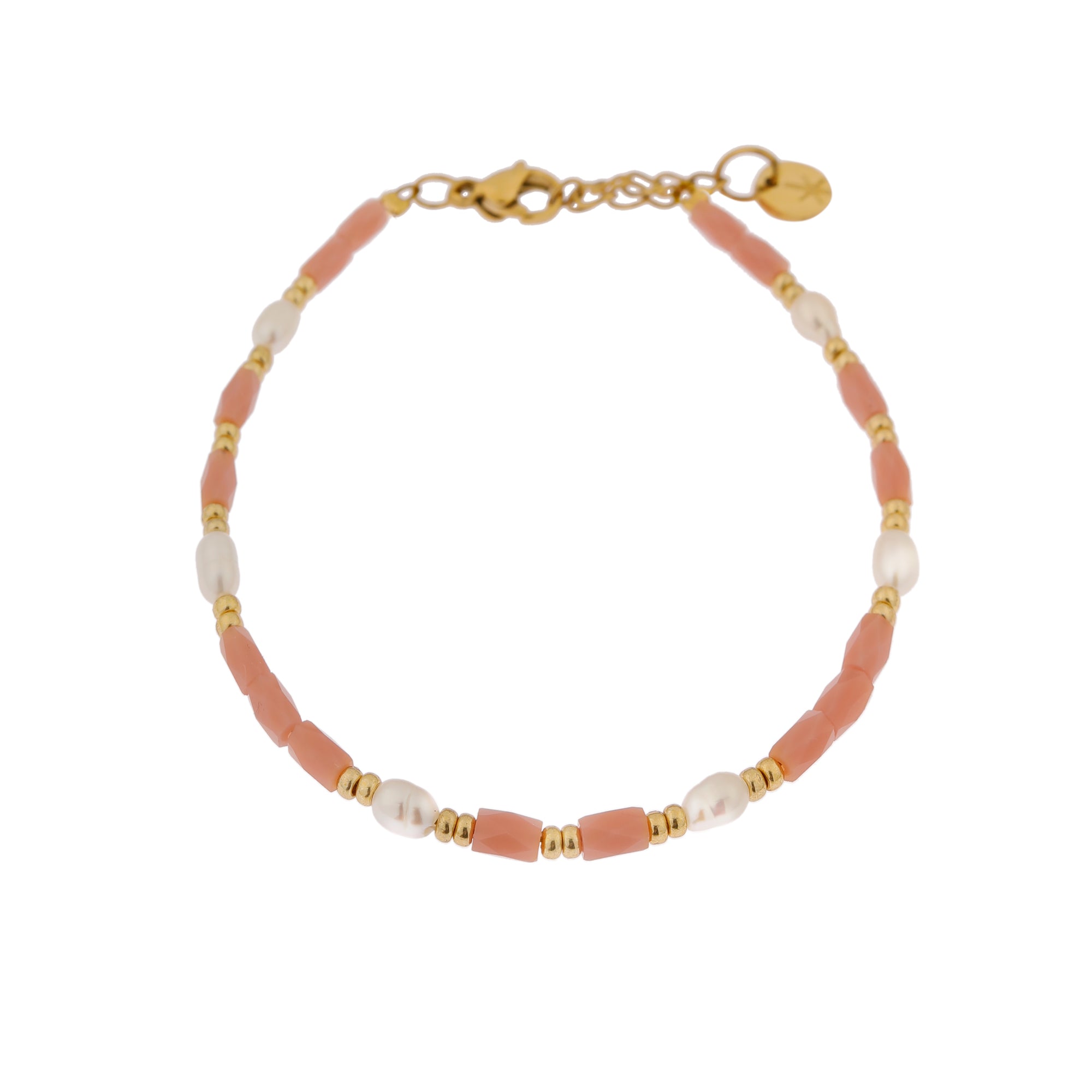 Armband - Pink pearl gold