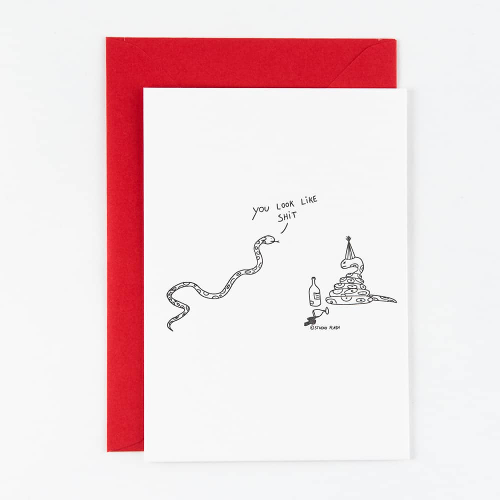 Letterpress kaart - You look like shit