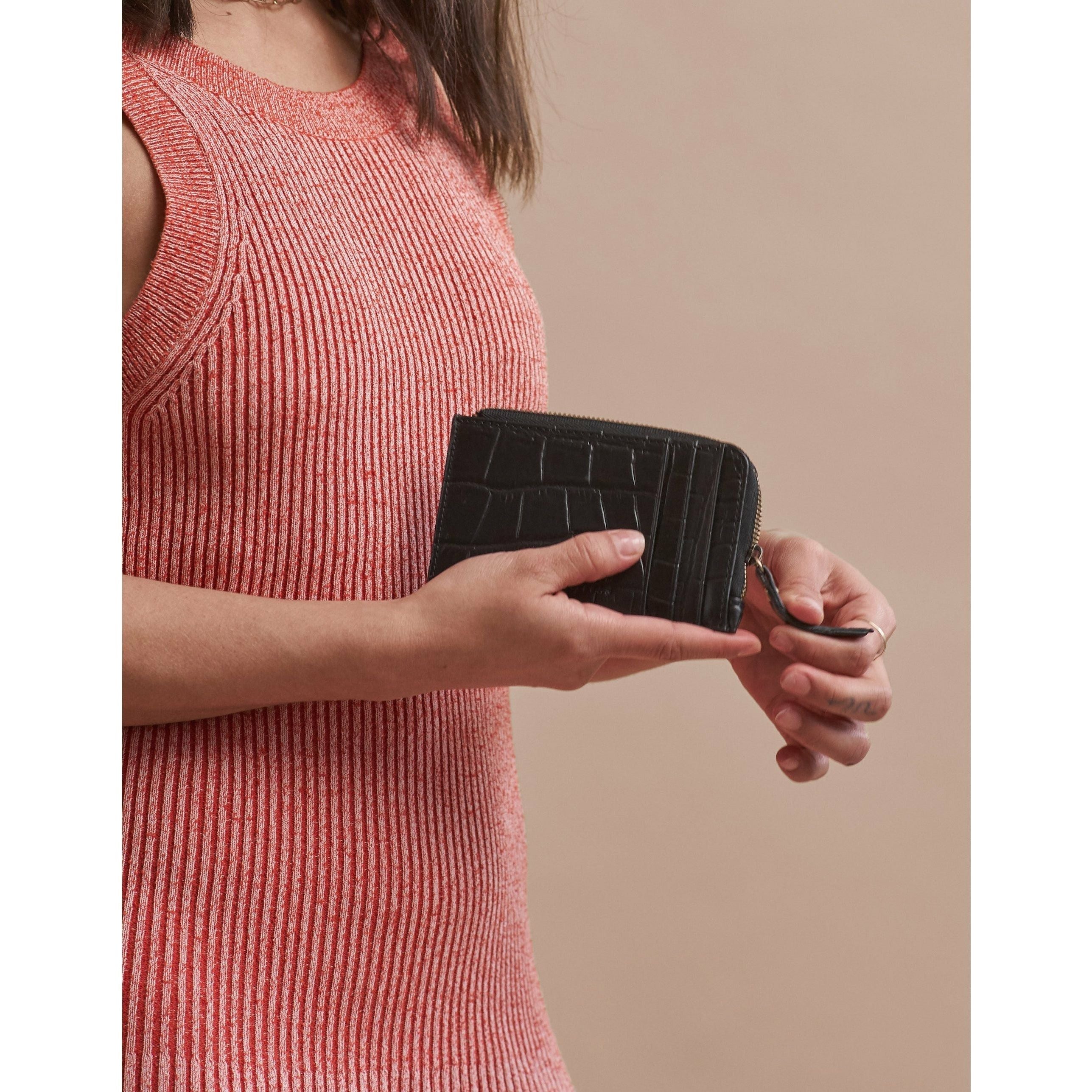 Lola coin purse - black croco