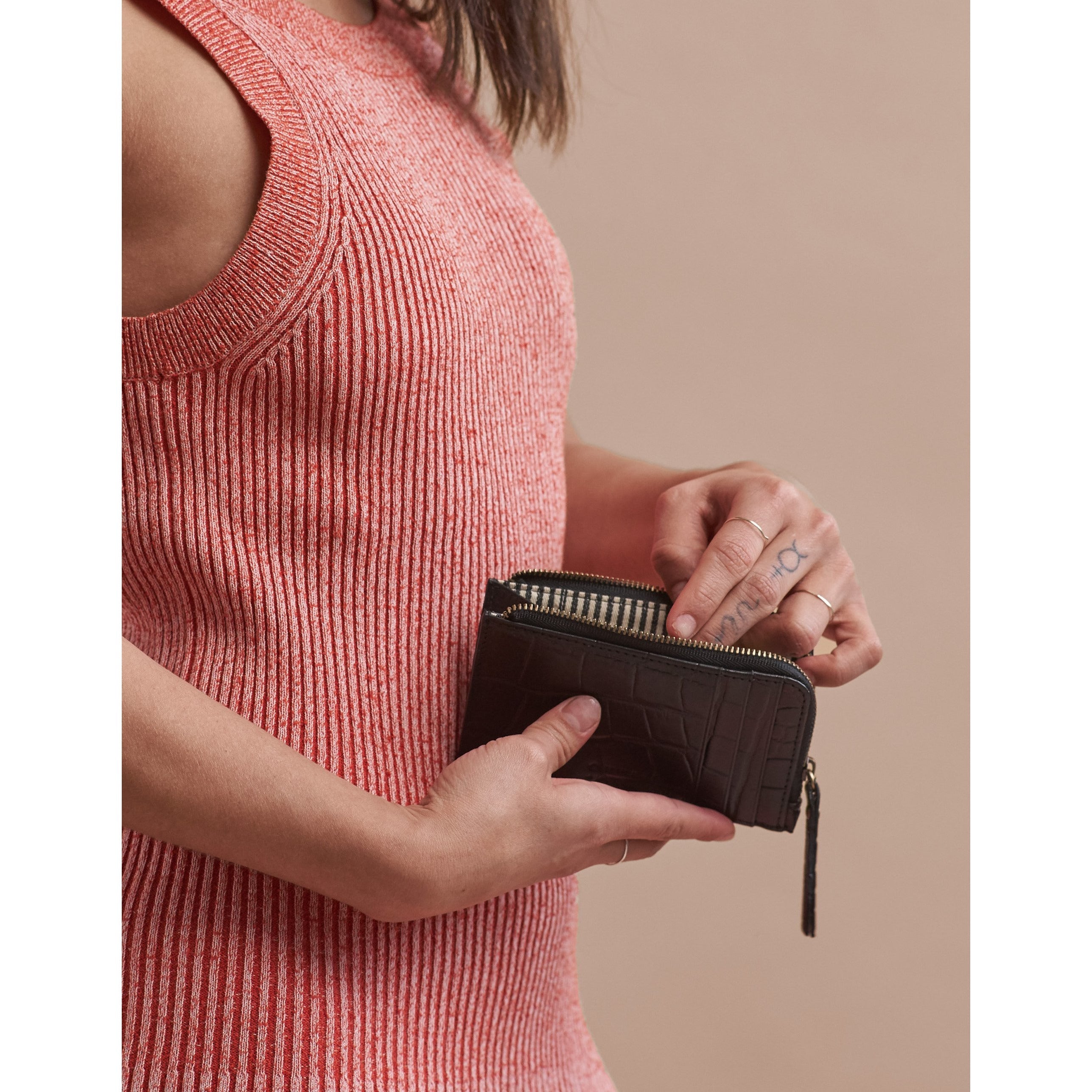 Lola coin purse - black croco