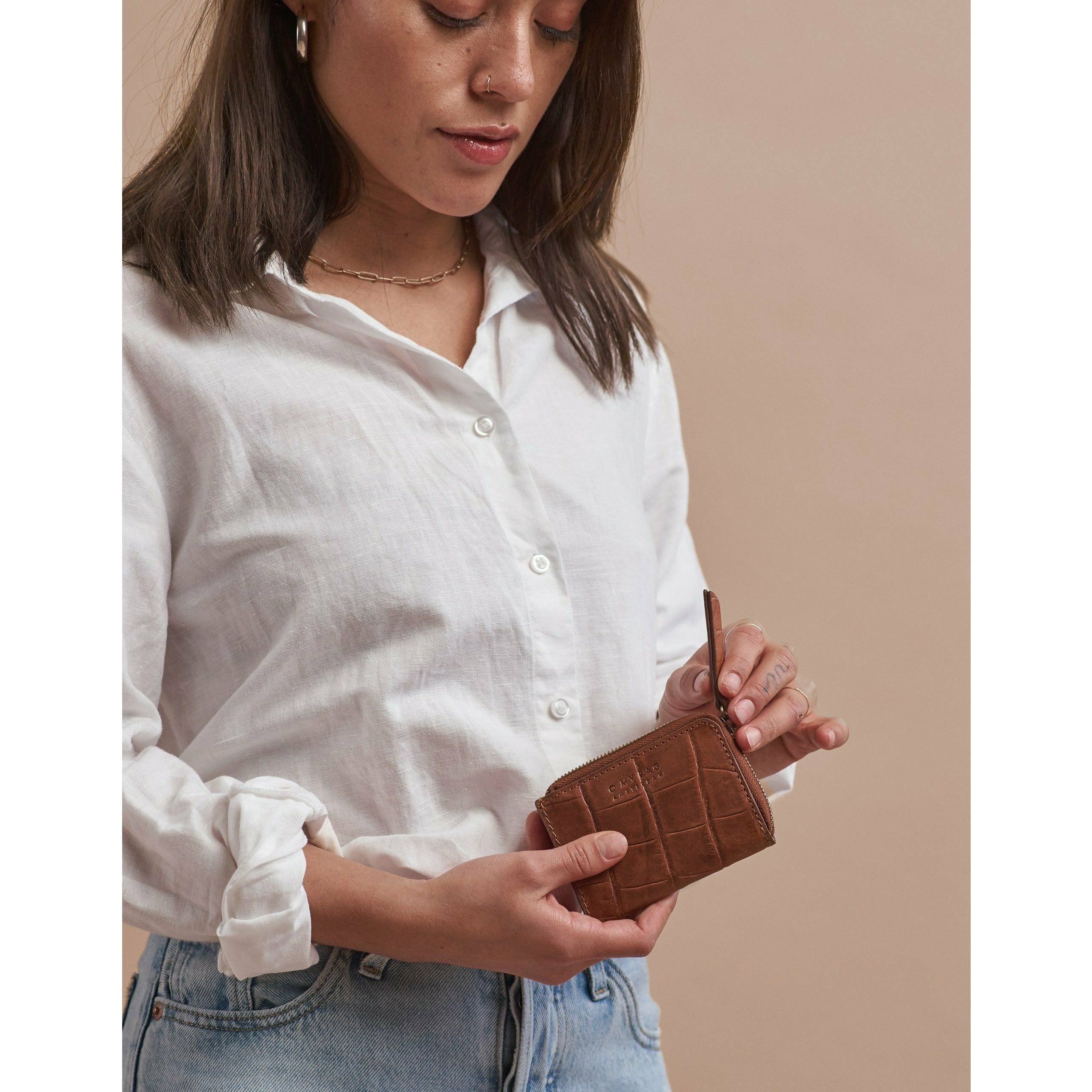 Lola coin purse - cognac croco