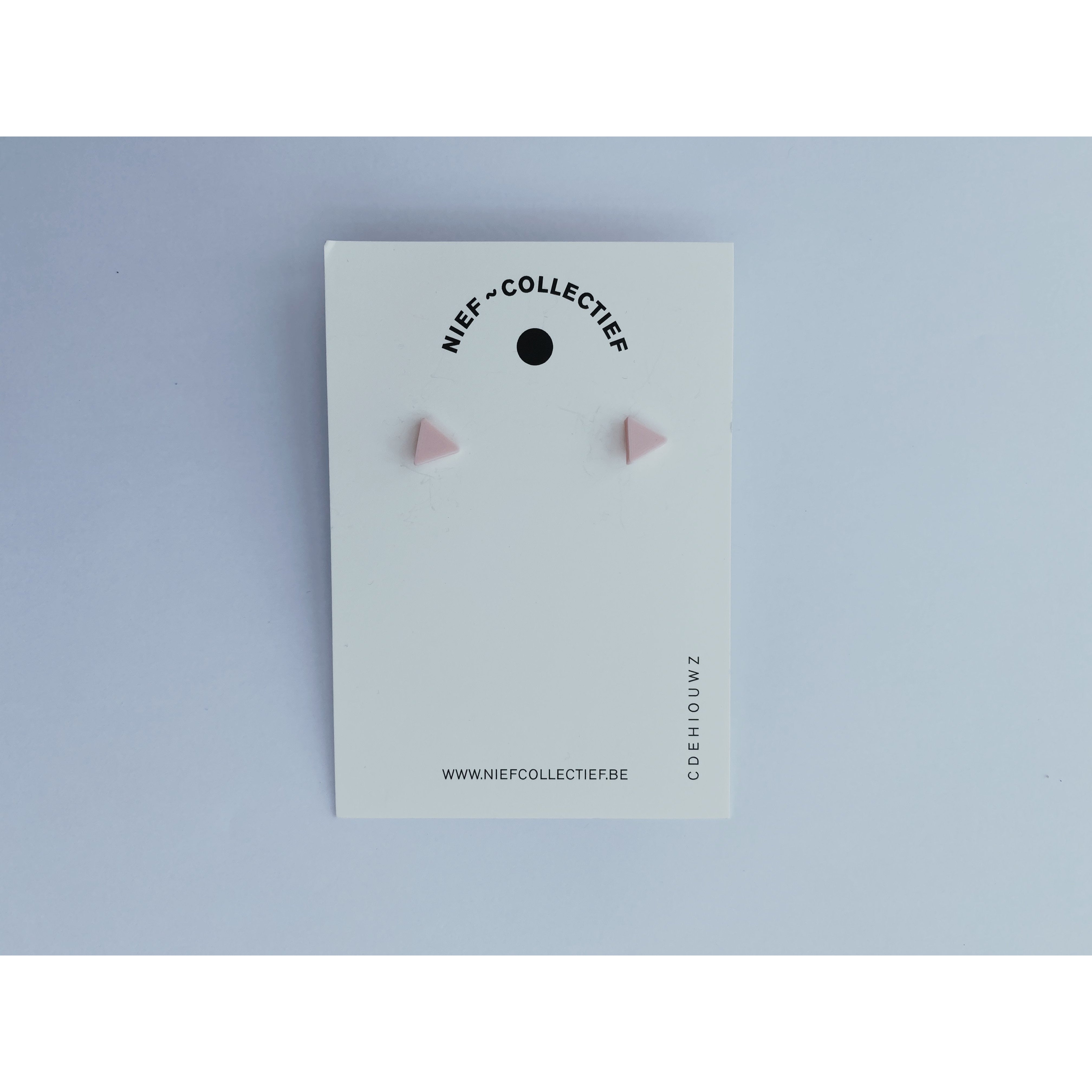 Oorbel mini V - pastel roze