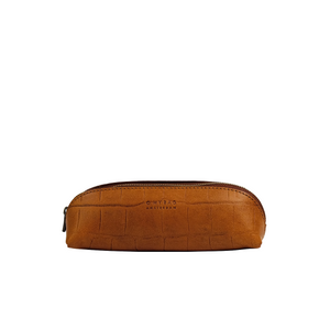 Pencil case small - croco cognac