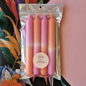 Dip dye kaars -Perzik + Roze set