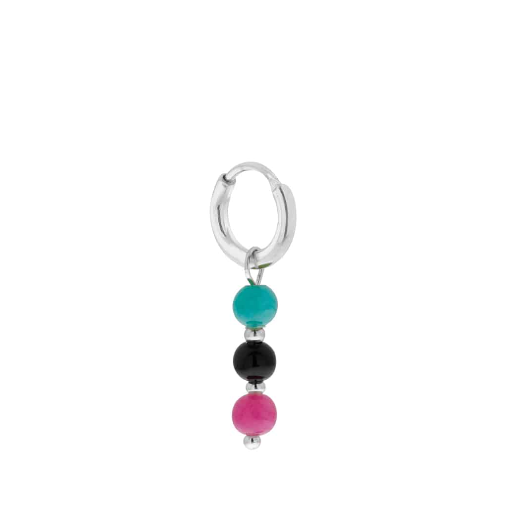 Oorbel - Round color hoop silver