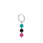 Oorbel - Round color hoop silver