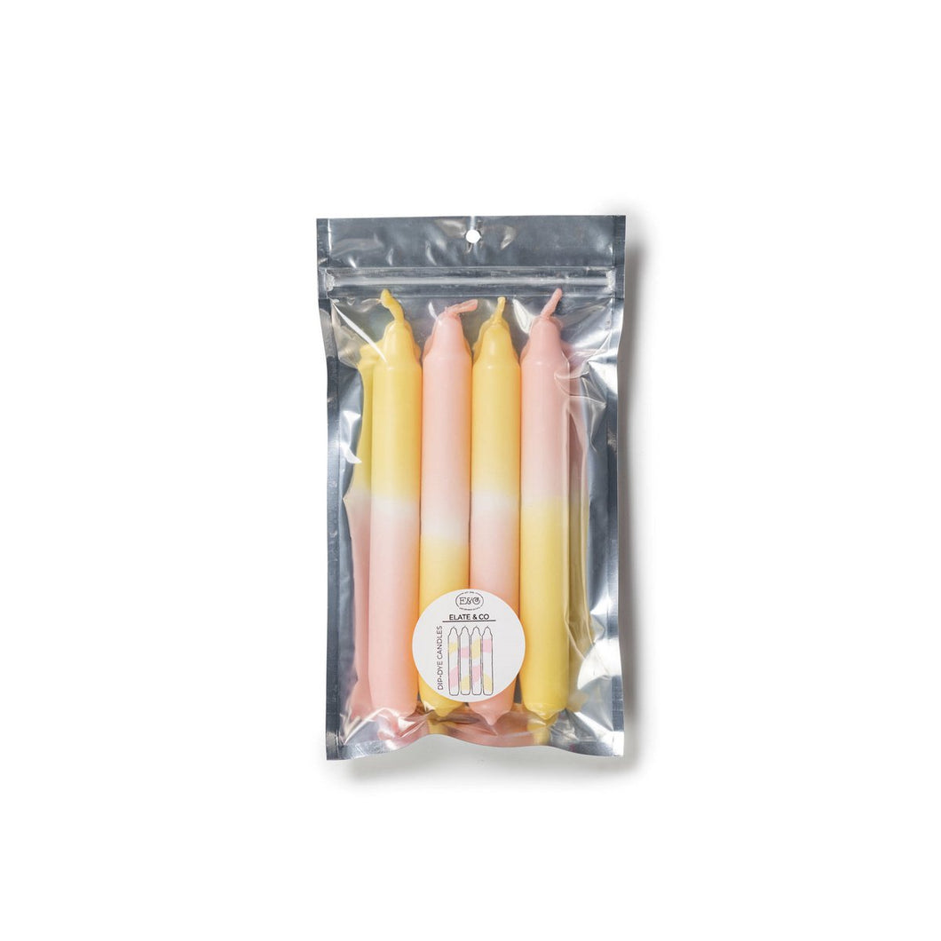 Dip dye kaars - Geel + Roze set